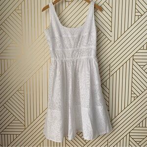 Calvin Klein pleated bust Fit & Flare white overlay Dress cheetah leopard 8